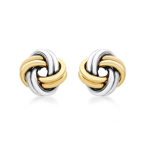 Carissima Gold Damen 2-farbig 10 mm Gelb und Weiß Knoten Ohrstecker 9k (375) Gold von CARISSIMA