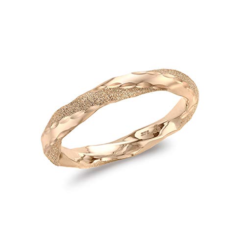 CARISSIMA Gold Damen 9 Karat Roségold 3 mm Polierter und strukturierter Twist Ring - Größe M von CARISSIMA