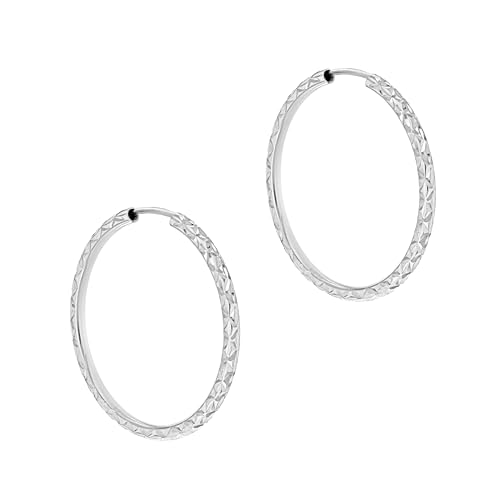 Carissima Gold Damen 9ct (27 mm Diamond Cut Hoop Earrings) weißgold von CARISSIMA