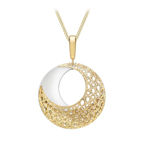 Carissima Gold Damen-Kette mit Anhänger Round Fretwork 375 Bicolor 46 cm - 2.46.2594 von CARISSIMA