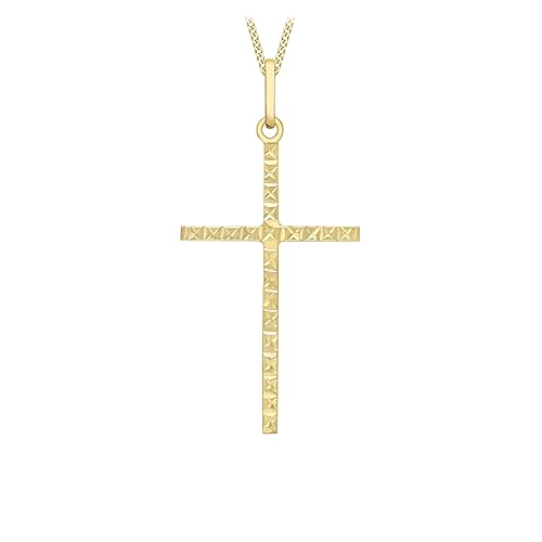 CARISSIMA Gold Damen Rolokette Mit Anhänger 9k (375) Gelbgold Diamant-geschnitten Shlankes Kreuz 46cm/18zoll von CARISSIMA