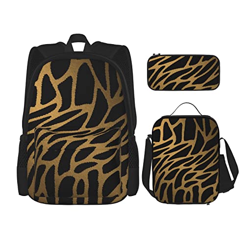CARRDKDK Rucksack mit Leopardenmuster, 3-teiliges Set, Schultaschen, Büchertasche mit Lunchbox und Federmäppchen, Set für Jungen und Mädchen, Leopard Tiger, Einheitsgröße von CARRDKDK