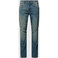 CARS JEANS Slim Fit Jeans im Used-Look Modell 'BATES' in Blau Melange, Größe 38/34 von CARS JEANS