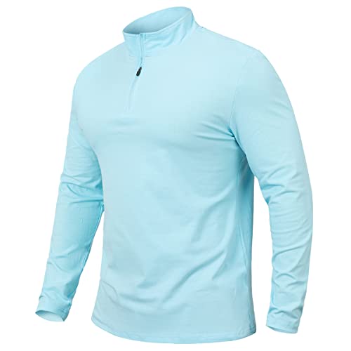 CARWORNIC Herren Half Zip Langarmshirt Leicht Atmungsaktiv Outdoor Wandern Baumwoll-Shirts Casual Golf Sport Tops Laufshirt 1/4 Zip Pullover mit Stehkragen von CARWORNIC