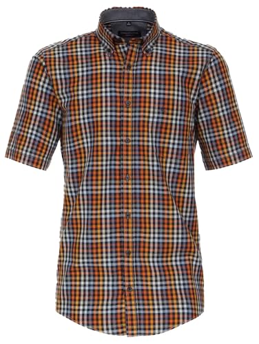 CASAMODA Casa Moda Herren Kurzarmhemd Karo Comfort Fit Tangerine Tango, Tangerine Tango, XL von CASAMODA