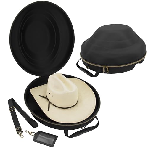 CASEMATIX Cowboyhutbox und tragbare Cowboyhutaufbewahrung für Krempen bis zu 12,1 cm – Hartschalen-Cowboyhutkoffer mit Tragegurt, Ausweisfach und Schaumstoffeinsatz für Tauchkrempen CASEMATIX Cowboyhutbox und tragbare Cowboyhutaufbewahrung für Krempen bis zu 12,1 cm – Hartschalen-Cowboyhutkoffer mit Tragegurt, Ausweisfach und Schaumstoffeinsatz für Tauchkrempen von CASEMATIX