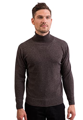 CASH-MERE.CH 100% Kaschmir Herren Pullover | Sweater Rollkragen 2-fädig (Grau/Taupe Melange, M) von CASH-MERE.CH
