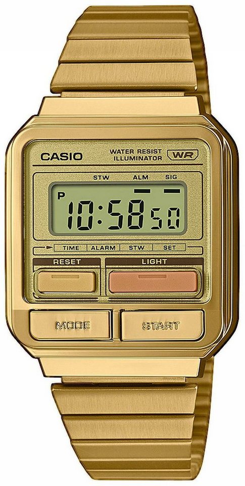 CASIO VINTAGE Chronograph A120WEG-9AEF, Quarzuhr, Armbanduhr, Damen, Herren, digital, retro, Stoppfunktion von CASIO VINTAGE