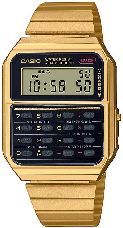 CASIO VINTAGE Chronograph CA-500WEG-1AEF, Quarzuhr, Armbanduhr, Damen, Herren, retro, Taschenrechner, digital von CASIO VINTAGE