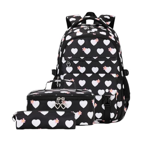 CASNO Taschen für Damen, 3-teiliges Oxford-Gewebe, Kinder-Schultasche mit Lunch-Tasche, Stifthalter, Set mit großem Fassungsvermögen, Rucksack, Büchertasche für den täglichen Gebrauch, Schwarz , CASNO Taschen für Damen, 3-teiliges Oxford-Gewebe, Kinder-Schultasche mit Lunch-Tasche, Stifthalter, Set mit großem Fassungsvermögen, Rucksack, Büchertasche für den täglichen Gebrauch, Schwarz , von CASNO