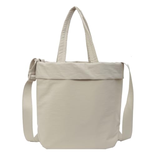 CASNO Umhängetasche für Damen, große Kapazität, Schultasche, Umhängetasche, einfarbig, Einkaufstasche für Mädchen, Damen, Handtasche, beige von CASNO