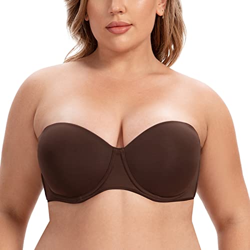 CASOLACE Damen-BH, rückenglättend, Übergröße, Bügel, Bandeau, trägerloser BH Ausgedrückt 95D von CASOLACE