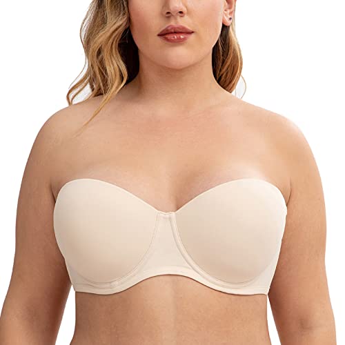 CASOLACE Damen-BH, rückenglättend, Übergröße, Bügel, Bandeau, trägerloser BH Sanddollar 100E von CASOLACE