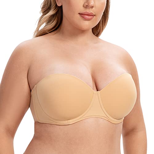 CASOLACE Damen-BH, rückenglättend, Übergröße, Bügel, Bandeau, trägerloser BH Sonnenkuss 90C von CASOLACE