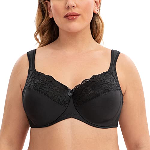 CASOLACE Damen Minimizer Spitzen BH mit Bügel Unwattierter Große Größen Schwarz 110B von CASOLACE