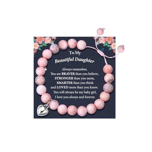 CASSIECA Mädchen Geschenke für Tochter von Mama Personalisierte Lila Perle Armbänder für Tochter An Meine Tochter Armband von Großmutter Großvater für Mädchen mit Geschenkkarte & Box von CASSIECA