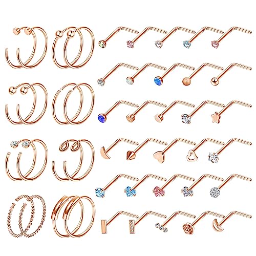 CASSIECA Nose Stud Piercing Schmuck für Frauen Rose Gold L von CASSIECA