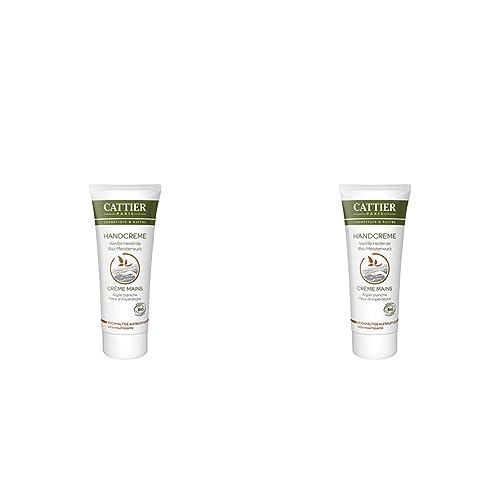 Cattier Handcreme Reichhaltige Aufbaupflege mit weißer Heilerde, Naturkosmetik, 75 ml (Packung mit 2) von CATTIER PARIS