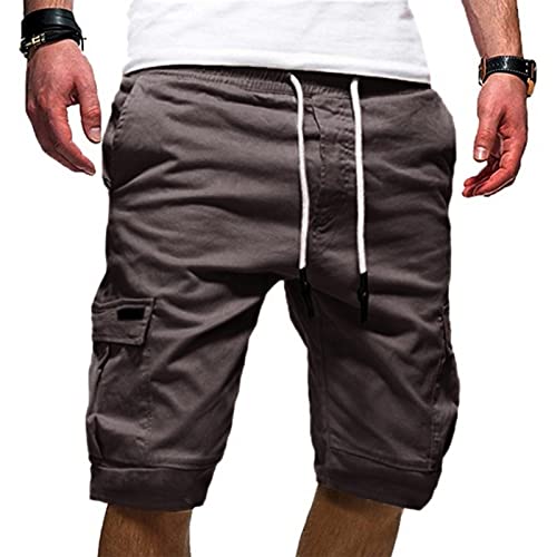 CAUYDY Angebote des Tages Heute Deal Kurze Hosen Herren Cargo Shorts Casual Einfarbig Baumwolle Cargohose Sommer Bermuda Short mit 6 Taschen Sommerhose Elastischer Freizeithose Männer Hose von CAUYDY