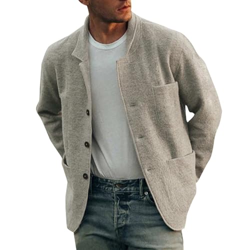CAUYDY Cardigan Herren Warm Strickjacke Herren Kurz Einfarbiges Open Front Cardigan Mit Taschen Revers Leichte Herbst Lässige Lose Jacke Cut Langen Ärmeln Elegant Jacke Mit Reißverschluss CAUYDY Cardigan Herren Warm Strickjacke Herren Kurz Einfarbiges Open Front Cardigan Mit Taschen Revers Leichte Herbst Lässige Lose Jacke Cut Langen Ärmeln Elegant Jacke Mit Reißverschluss von CAUYDY
