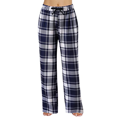 CAUYDY Schlafanzughosen Damen Kariert Schlafanzughose Damen Lang Plaid Karo Loungehose Weit Bein Bequeme Relaxhose Frauen Weich Kariert Pyjama Hose Schlafhose Haushose Jogginghose Running von CAUYDY