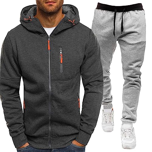 CAUYDY Zweiteiler Herren Herren Jogginganzug Trainingsanzug Sportanzug Fußball Sporthose Hoodie Hose für Gym Warm Tracksuit Sets Suits Entspannt Trainings-Anzug von CAUYDY