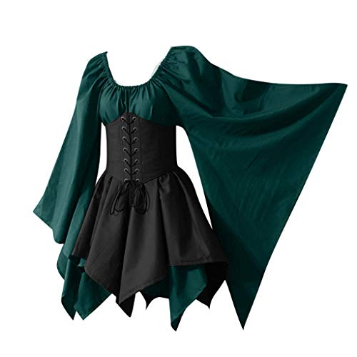 Gothic Kleid Damen Mittelalter überkleid Damen Mittelalterliche Viktorianischen Cosplay Kostüm Festlich Halloween Karneval Gothic Kleider Vintage Party Prinzessin Kostüm Cocktailkleid Damen A Linie von CAUYDY