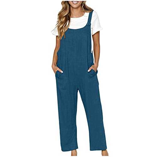 Jumpsuit Damen,Latzhose Damen Arbeitshose Jeans-Latzhose Damen Jeans Vintage Floral Gedruckt Lose Casual Baggy Ärmellos Overall Lang Jumpsuit Playsuit Hosen Romper Latzhose Damen Jumpsuit Cordoverall von CAUYDY