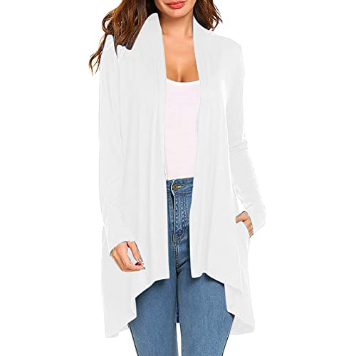 Kurze Strickjacke Damen Cardigan Damen Lang Sommer Strickjacke Leichte Langarm Strand Cover up Elegant Kimono Kapuzenpullover Grobstrick-Cardigan mit Kapuze Grobstrickjacke Strickmantel Strickpullove von CAUYDY