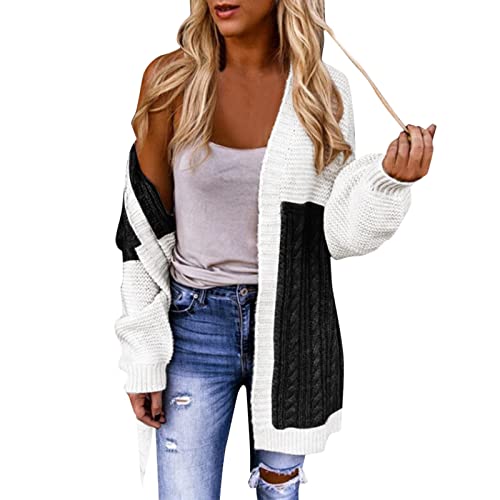 Kurze Strickjacke Damen Strickjacke Damen Lang Cardigan Sommer Leicht Sweater Casual Langarm Elegant Sommerjacken Bolero Festlich Schulterjacke Bolerojacke V-Ausschnitt 3/4 Ärmel/Kurzarm Solid mit Kn von CAUYDY