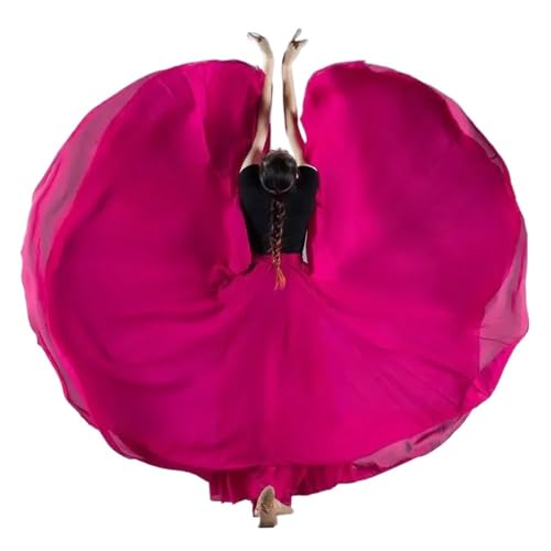 Flamenco-Rock for Damen, 720-Grad-Vollkreis-Swing-Rock, spanisches Tanzkostüm, fließender, gerüschter Lagenrock for Auftritte, Halloween-Party, rotes Buntstift-Themen-Outfit for Erwachsene(Deep Rose R Flamenco-Rock for Damen, 720-Grad-Vollkreis-Swing-Rock, spanisches Tanzkostüm, fließender, gerüschter Lagenrock for Auftritte, Halloween-Party, rotes Buntstift-Themen-Outfit for Erwachsene(Deep Rose R von CBFGGOEUDFBS
