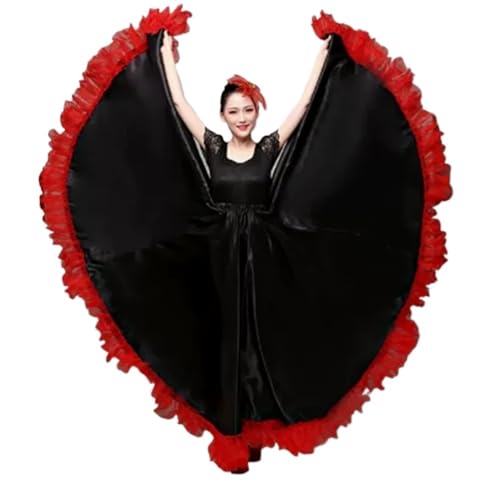 Flamenco-Rock for Damen, 720-Grad-Vollkreis-Swing-Rock, spanisches Tanzkostüm, fließender, gerüschter Lagenrock for Auftritte, Halloween-Party, rotes Buntstift-Themen-Outfit for Erwachsene(Type C_XXXL Flamenco-Rock for Damen, 720-Grad-Vollkreis-Swing-Rock, spanisches Tanzkostüm, fließender, gerüschter Lagenrock for Auftritte, Halloween-Party, rotes Buntstift-Themen-Outfit for Erwachsene(Type C_XXXL von CBFGGOEUDFBS