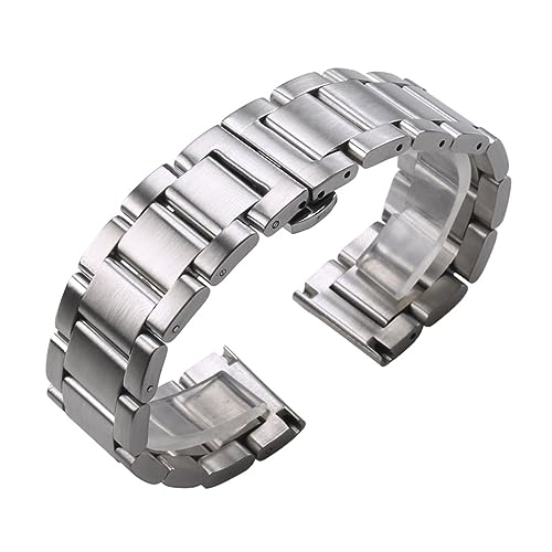 CBLDF Edelstahl Armband Armbänder Männer Hohe Qualität Silber Metall 18 20 21 22 23 24mm Mode Frauen Uhrenarmbänder Zubehör (Color : All brushed, Size : 24mm) von CBLDF