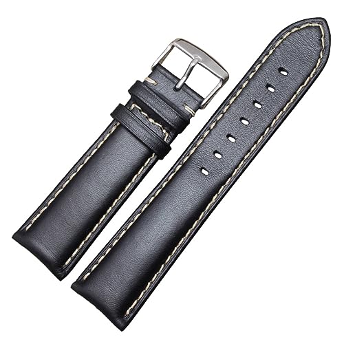 CBLDF Uhrenarmband aus echtem Leder, Schwarz, Dunkelbraun, 18, 19, 20, 21, 22, 24 mm, Uhrenarmbänder für Herren und Damen, polierte Schnalle, 18mm, Achat von CBLDF