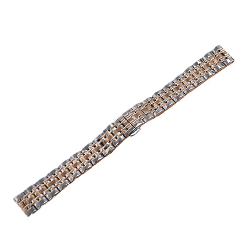 LQXHZ Uhrenarmband Schmetterlingsverschluss Edelstahl Uhrenarmband Damen10MM 12MM 14MM 16MM 18MM 20MM 22MM Uhrenarmband Uhrenarmband For Herren (Color : Silver Add Rose gold, Size : 10mm) von LQXHZ