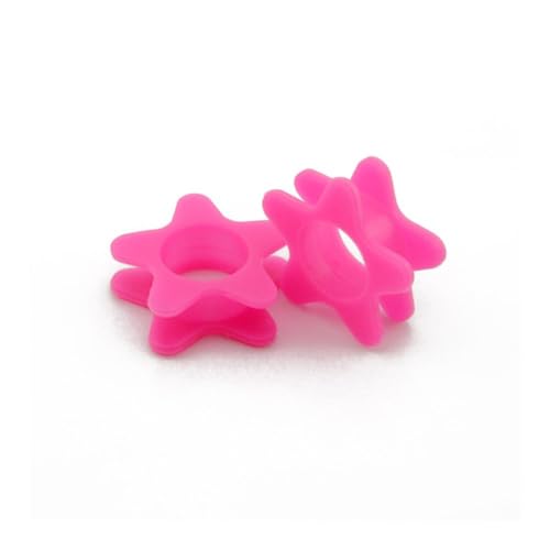Ohr tunnel plug 1 Pair Silicone Ear Plugs Tunnels Five Pointed Star+heart Shape+trianglePunk Hip-hop Ear Expander For Women Men Body Piercing Jewelry (Color : Five Star Pink, Size : 14mm) von CBLdf