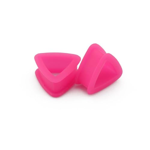 Ohr tunnel plug 1 Pair Silicone Ear Plugs Tunnels Five Pointed Star+heart Shape+trianglePunk Hip-hop Ear Expander For Women Men Body Piercing Jewelry (Color : Triangle-Pink, Size : 8mm) von CBLdf