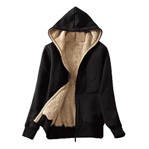 CCOOfhhc Fleece Jacket Damen Gefütterte Plüschjacke mit Kapuze Fleecejacke Große Größen Fleecemantel Warm Teddy-Fleece Übergangsjacke Reißverschluss Herbst Winter Sweatjacke Mantel Cardigan Oversize von CCOOfhhc