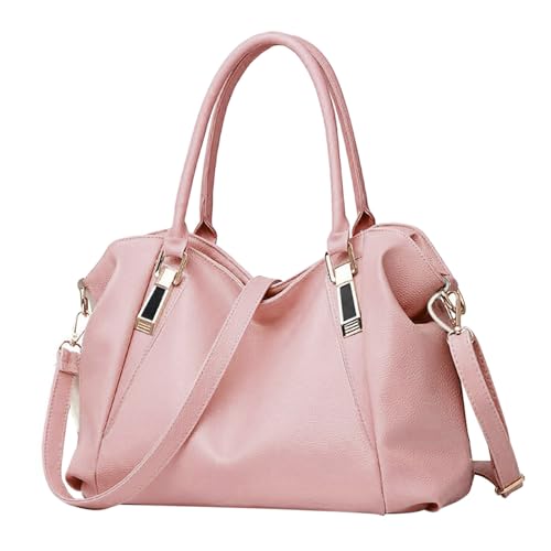 CCOOfhhc Frauen Tasche Elegante Handtaschen Damen Designer Shopper Schultertaschen PU Leder Henkeltasche Umhängetasche Mode Satchel Handtasche mit Vielen Fächern Hobo Taschen groß (Pink) von CCOOfhhc