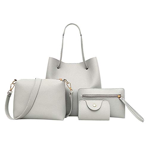 CCOOfhhc Handtasche Damen Schultertasche 4-teiliges Set Tragetasche Tasche Shoulder Bag Henkeltasche Umhängetasche für Reise Business Einkaufen Täglich Für Büro Schule Einkauf Reise Geschenk (Grey) von CCOOfhhc