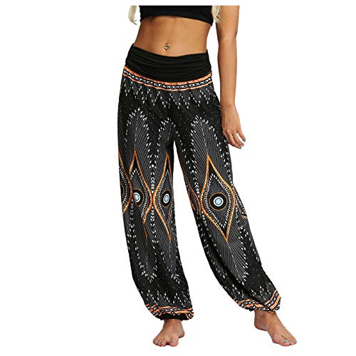 CCOOfhhc Haremshose Damen Sporthose Yogahosen Schlitz Hose Baggy Hippie Boho Pumphose Pluderhose Hosen mit Elastisch Bund Sweatshose Streifen Sweatpants Elastischer Jogginghose von CCOOfhhc