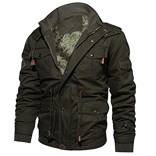 CCOOfhhc Herren Militär Jacke Übergangsjacke Frühling Tactical Mantel Winddicht Cargo Winterparka Outdoor Leichte Feldjacke Stehkragen Bomber Jacke Gefüttert Winter Warm Cargojacke Multi Taschen von CCOOfhhc