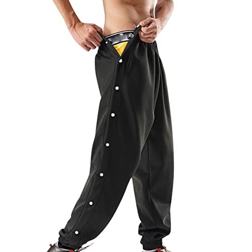 CCOOfhhc Herren Trainingshose mit seitlicher Knopfleiste zum öffnen Button Up Sporthose Freizeithose Jogginghose Sportswear Elastischer Bund Streifen Sweatpants mit Taschen Sportswear von CCOOfhhc