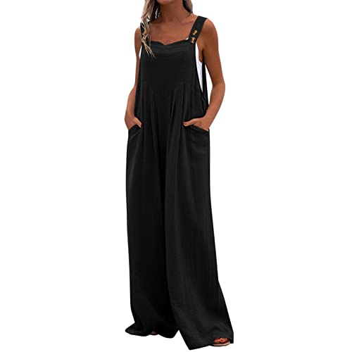 CCOOfhhc Jumpsuit Damen Elegant FüR Hochzeit Mollige Einfarbige Lose Mode Sommeroverall Overall Boyfriend mit Taschen Baggy Playsuit Hosenanzug Lässiger Hosenanzug Lang Hose Sommer Lange Arbeitshose von CCOOfhhc