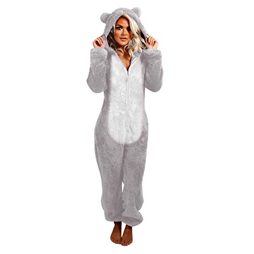 CCOOfhhc Overall Damen Kuschelig Winter Elegant Hochzeit Langarm Jumpsuit Schlafanzug Warm Fleece Große Größe Pyjama Einteiler Teddyfleece Onesie Schwarz Kuscheljumpsuit Frauen Anzug Flauschig von CCOOfhhc