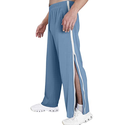 CCOOfhhc Reha Hose Damen Herren Seitlich Zu Öffnen Lang Baggy Mit Seitlichem Sporthose MIT Reißverschluss Weites Bein Schnellfickerhose Druckknöpfen Jogginghose Freizeithose Sportswear Hosen von CCOOfhhc