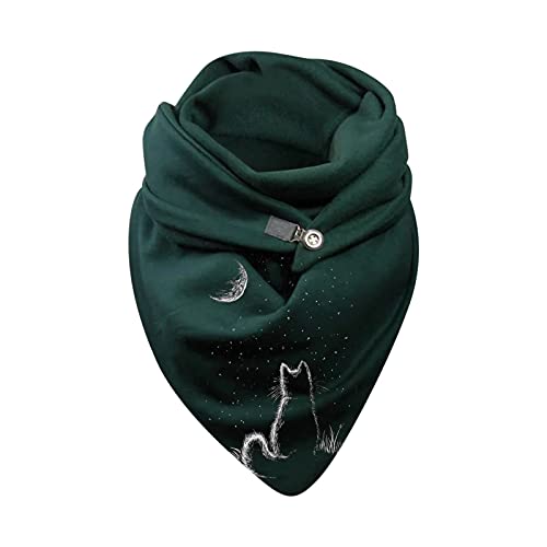 CCOOfhhc Schals Große Größen Damen Knopf Für Frauen Dreieckschal Wickelschals Katzenmotiv Halstuch Weihnachtsschal Halstuch Elegant Warm Weihnachtsschal von CCOOfhhc