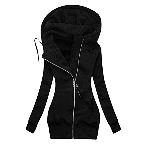 CCOOfhhc Sweatjacke Damen Lang Longjacke Full Zipper Jacke Hoodie Oversized Parka Kapuzenjacke Mantel Long Lange Hoodies Sportbekleidung Jacken Herbst Übergangsjacke Grosse Groessen von CCOOfhhc