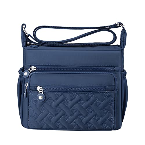 CCOOfhhc Umhängetasche Damen Mittelgroß Nylon Crossbody Bag mit Vielen Fächern Leichte Schultertasche Verstellbarer Breitem Freizeit Kleine Nylon – Handtasche Handy Schultertasche Kleine (Blue) von CCOOfhhc