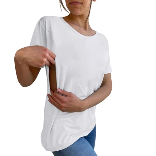 Damen Stillshirt Kurzarm Umstandsmode T-Shirt Stillen Stillfreundliches Umstandsshirt mit Reißverschluss Mama's Boobery Always On Tap Oberteil Elegant Schwangere Nursing Tops Still Shirts Damen Stillshirt Kurzarm Umstandsmode T-Shirt Stillen Stillfreundliches Umstandsshirt mit Reißverschluss Mama's Boobery Always On Tap Oberteil Elegant Schwangere Nursing Tops Still Shirts von CCOOfhhc